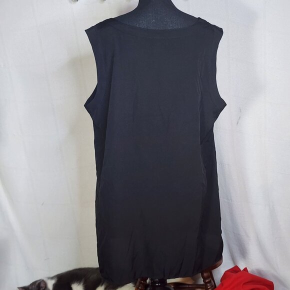 Coldwater Creek Black White Blue Slevless V Notch Native Print Poly Top Sz 1X 18 - Picture 11 of 16